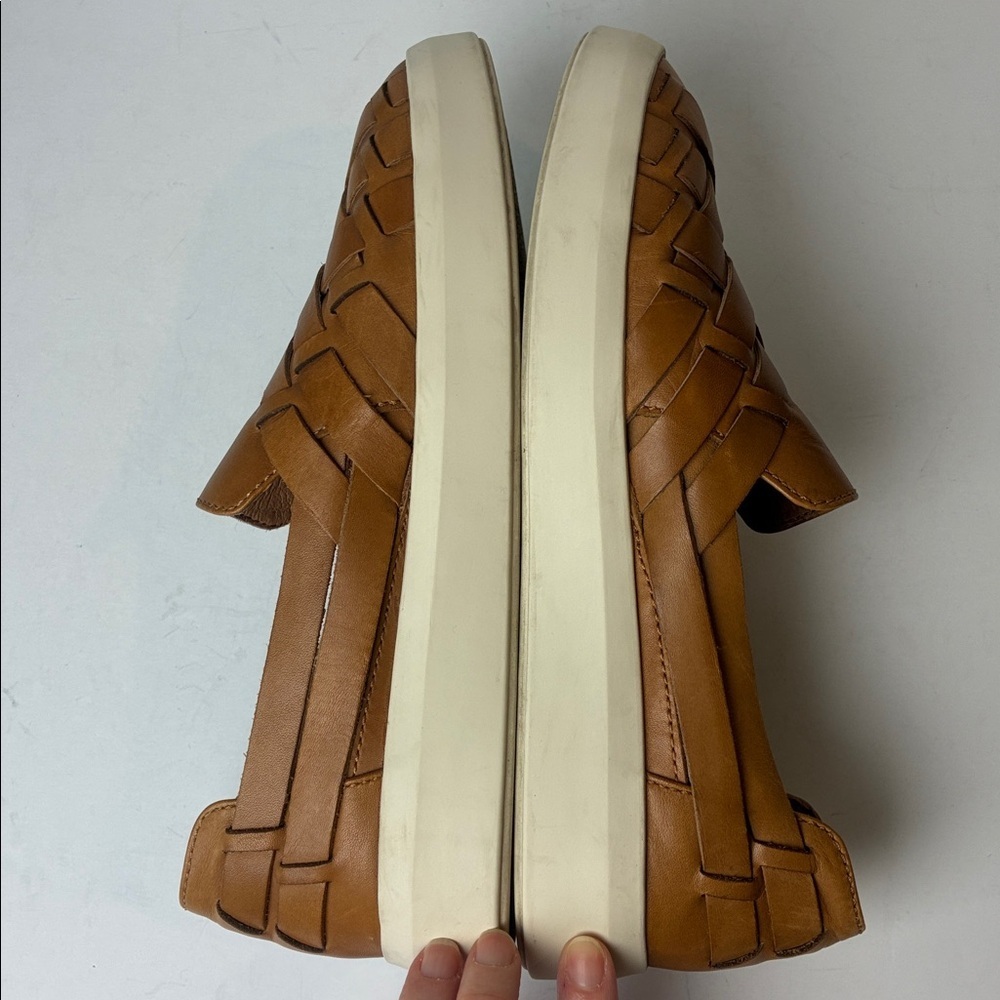 Frye Brea Huarache Woven Sneaker Slip On Loafer Tan Leather Weave Women Sz 7.5 - Picture 10 of 16